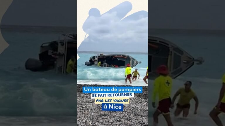 Un bateau de pompiers se fait retourner par les vagues à Nice
