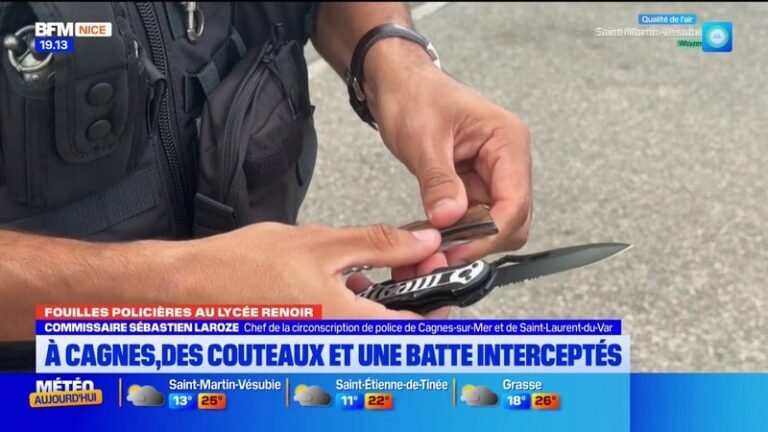 Fouilles policières au lycée Renoir à Cagnes-sur-Mer : des couteaux et une batte interceptés