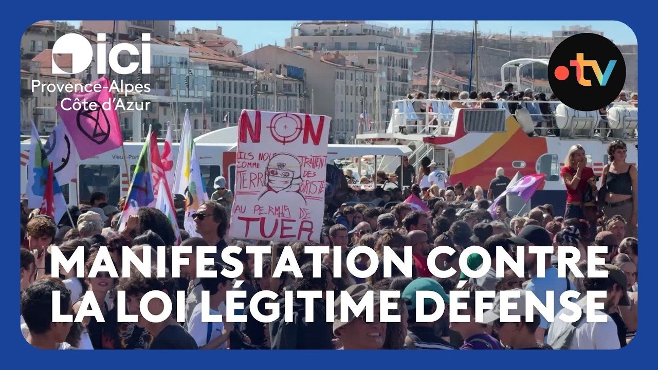 Manifestation à Marseille contre la loi sur la présomption de légitime défense