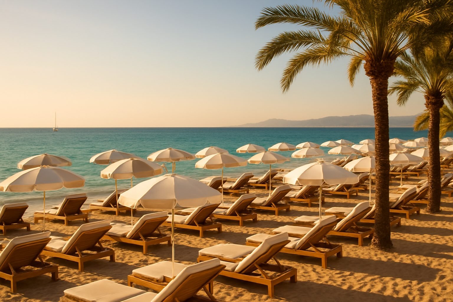 Plage privée à Cannes : transats et parasols sur la Croisette