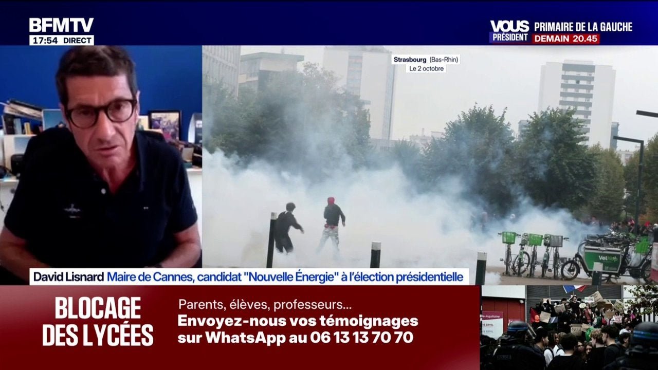 Colère lycéenne: « Aujourd&rsquo;hui tout ce qui arrive c&rsquo;est le fruit d&rsquo;une multitude de facteurs », détaille David Lisnard, maire de Cannes et candidat à l&rsquo;élection présidentielle