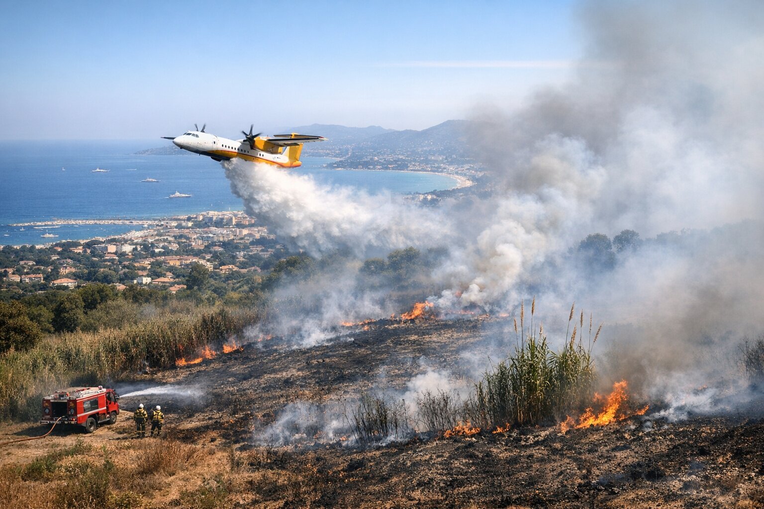 Feux de cannes : 18 hectares brûlés, le Dash 8 mobilisé