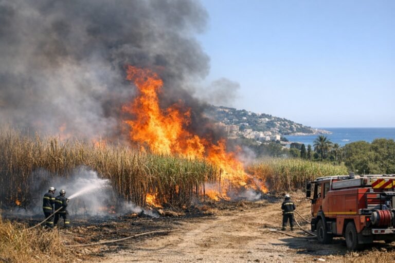 Incendie dans un champs de cannes à Saint-Pierre