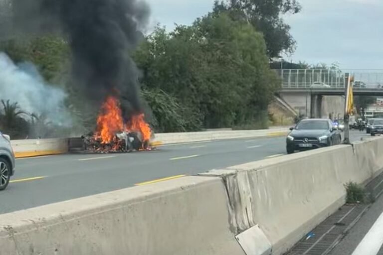 Une voiture en flammes sur l’autoroute A8 près de Nice :  la circulation interrompue à Saint-Laurent-du-Var en direction de Cannes